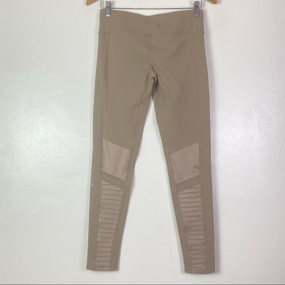 Alo Yoga Women's Mid Rise Mesh Beige Moto Leggings Size M - Picture 7 of 11